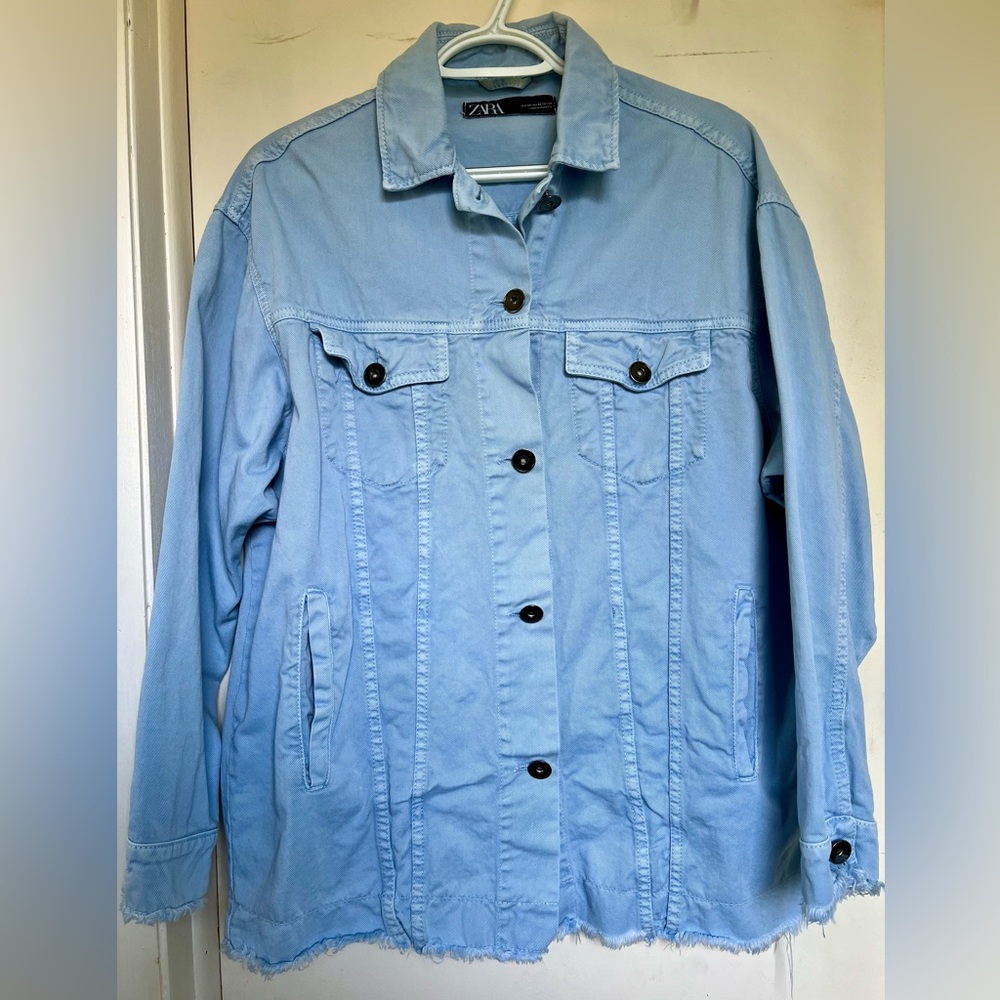 Zara Sky Blue Denim oversized Jacket